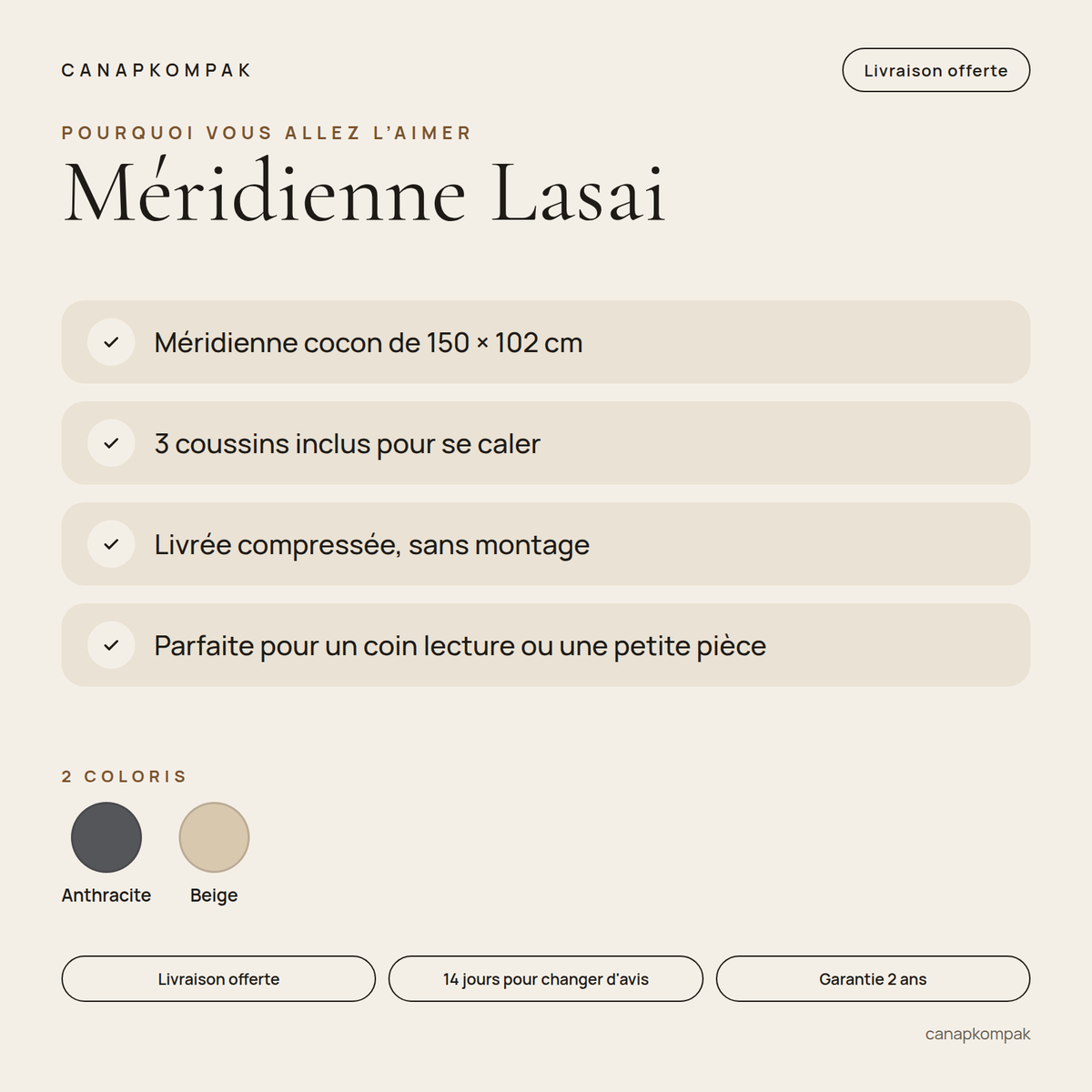 Méridienne Lasai : caractéristiques principales